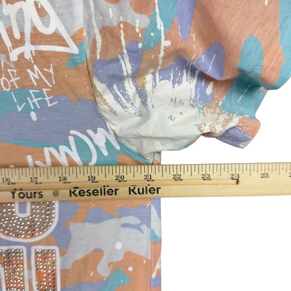 RED APE T-Shirt Adults L Graffiti-Style Paint Splatter Graphic Sequin Bling - Picture 10 of 11